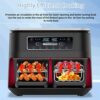 Aohcae Air Fryer Rack, 304 Stainless Air Fryer Shelf with 4 Skewers and Brush,Air Fryer Rack Compatible with Ninja Tower Dual AF300UK AF400UK Air