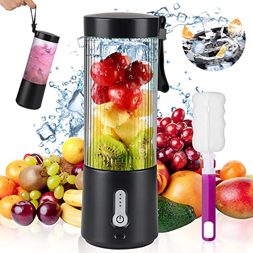Portable Blender for Shakes and Smoothie HUIJUTCHEN USB Rechargeable Large Capacity Blender Bottles with 6 High-speed Blades and Brush Personal M