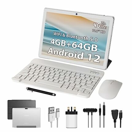 TOSCiDO Android 12 Tablet, 10 Inch 11GB RAM+64GB ROM (TF 1TB) Octa-Core, 4G LTE, 2.4G WIFI, BT 5.0,Dual Camera, 8000mAh,Google GMS Certified Tabl