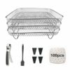 Square Air Fryer Rack Set by Magla. Compatible with COSORI 5.5L, Instant Vortex Plus 8.5 L, Tefal 6.5L Air Fryer etc. Including 4 Feet for Extend