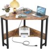 armocity Corner Desk Small Desk with Outlets Corner Table for Small Space Industrial Computer Desk with USB Ports Triangle Desk with Storage for