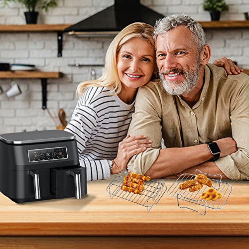 Covlongyu 2Pcs Air Fryer Rack Compatible with fit Most 3.7Qt-4.2Qt /AF300UK/AF400UK Air Fryer,Layered Dehydrator Racks Skewer Rack 304 Stainless