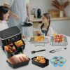 Apluskis Dual Air Fryer Accessories with Air Fryer Silicone Liners, 7 PCS Double Basket AirFryer Accessory Set for Ninja AF300UK AF400UK, Tower T