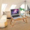 Bamboo Laptop Bed Desk, Foldable Laptop Tray for Bed, Adjustable Height and Viewing Angle Sofa Tray Laptop Table Laptop Desk Tray with Drawer for
