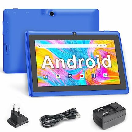 Haehne 7 Inch Tablet PC, Android 5.0 Quad Core A33, 1GB RAM 8GB ROM, Dual Cameras, Capacitive Touch Screen, Bluetooth, WiFi,Blue