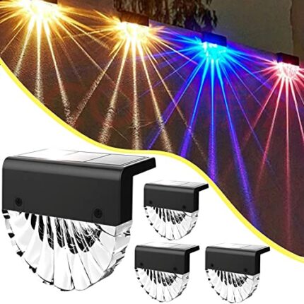 Auting Solar Fence Light, 4 Pcs Pathway Lighting,Solar Deck Light, Outdoor Waterproof Solar Step Lights Used for Fence, Terraces, Stairs, Garden