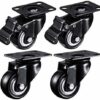 GTYT 4Pcs Swivel Castors Mute Wear-Resistant Pu Rubber Caster Wheel,with Brake Lockable,Casters Load 200kg 40mm Heavy Duty Caster Wheels For Furn