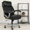 Flash Furniture Hercules Series Big & Tall 500 lb. Rated Executive Swivel Ergonomic Office Chair with Arms, Silver, Black LeatherSoft, Set of 1