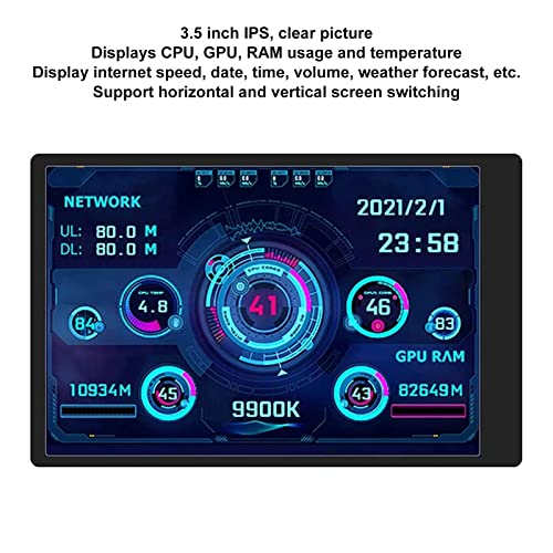 Bewinner 3.5 Inch IPS USB Mini Screen, PC Sensor Panel Display, CPU RAM HDD Data Monitor Type C Sub Screen for PC ARGB Computer Case Secondary Sc