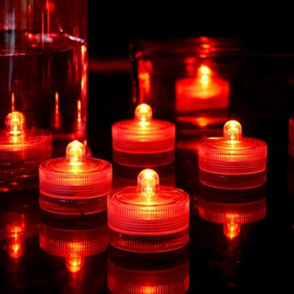 HL Submersible LED Lights Tea Lights Candle,Mini Submersible LED Lights Waterproof Underwater LED Lights for Wedding Home Vase Festival Party Dec