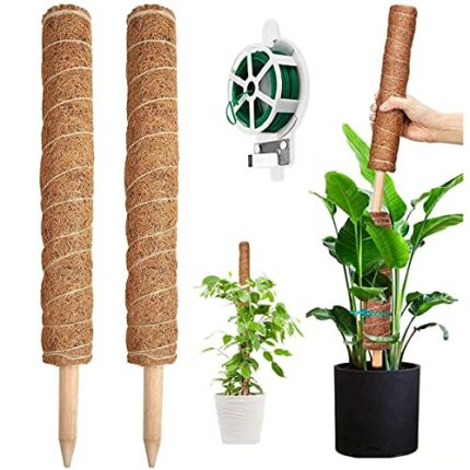YAUNGEL Moss Pole, 2 Pcs 41CM/16 Inches Coir Totem Pole Moss Stick with 20M Twist Ties, Plant Support Totem Pole Plant Climbing Coco Coir Poles t