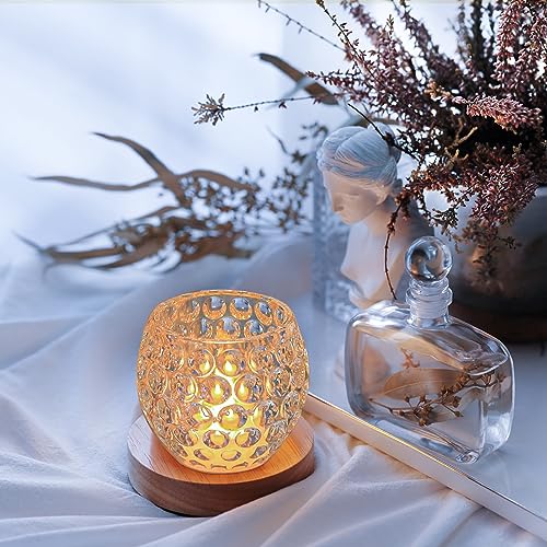 HIYAA LED Candles, 6 Pack Round Crystal Battery Operated Candles, Realistic Warm Light LED Flameless Candles for Wedding Party Christmas Hallowee