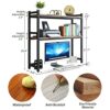 TMUCUNG Computer Desktop Bookcase, 2-Tier Multipurpose Countertop Hutch Display Shelf , Adjustable Wood Rack Organizer for Home Dorm Office Suppl