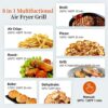 TopStrong Air Fryer Grill Combo Indoor, 8-in-1 Air Fryer and Health Grill with Air Crisp, Roast, Broil, Pizza, Dehydrate, Bake, Grill and Manual,