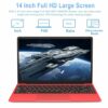 AOCWEI Laptop Computers Win 11 14" 6GB RAM 256GB SSD 1920x1080 FHD Traditional Laptop 2.4G+5G WiFi Bluetooth 4.2 Full Metal Notebook with Wireles