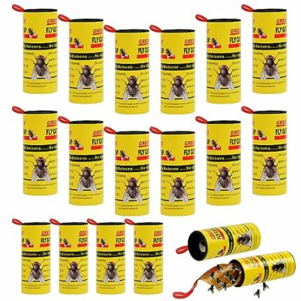 Flintronic 18 Pack Pesticide Free Fly Paper, Sticky Fly Catchers Trap, Fly Paper Strips for Catching Bugs Insects Fruit Flies Moths, Indoor Outdo