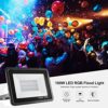 Bikuer 100W LED Floodlight Outdoor, Colour Changing Flood Lights with Remote Control, 12 RGB Colours, Timing, 4 Modes, IP66 Waterproof