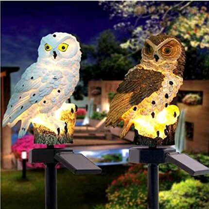 Apluskis Garden Ornaments Outdoor Owl Shape Light LED Solar Garden Light Owl Lawn Lamp Waterproof Solar Led Lights Outdoor Yard Garden Creative S