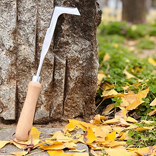 SHANFEEK Japanese Weeding Hoe Gardening Tools 33CM Weed Remover Tool High-Carbon Steel One-Piece Molding With Hard Solid Wood Handle