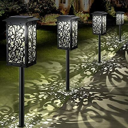 Solar Lights Outdoor, 4 Pack Solar Lights Outdoor Garden 11 Working Hours IP65 Waterproof Auto On/Off Garden Lights Solar Powered, Foldable Desig