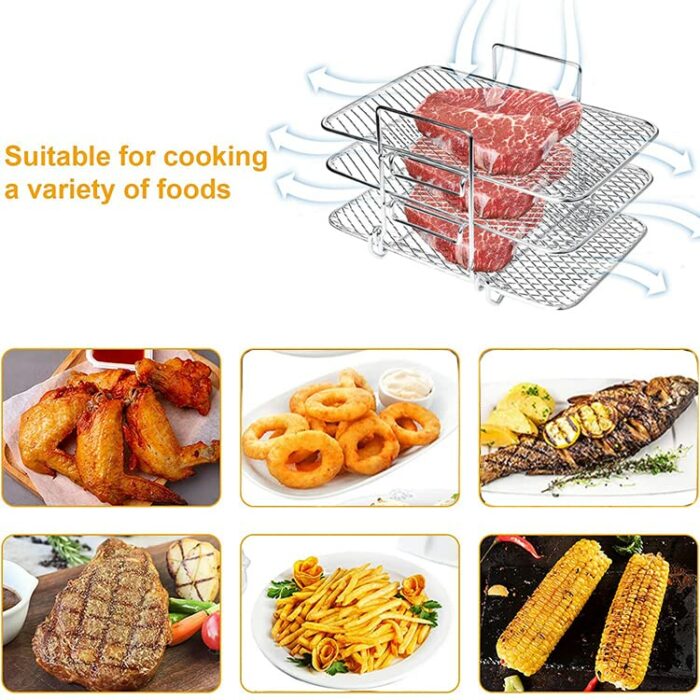 Air Fryer Rack for Ninja Dual Air Fryer,Multi-Layer Rack 304 Stainless Steel Air Fryer Accessories,Layered Dehydrator Racks,Air Fryer Rack for Ni