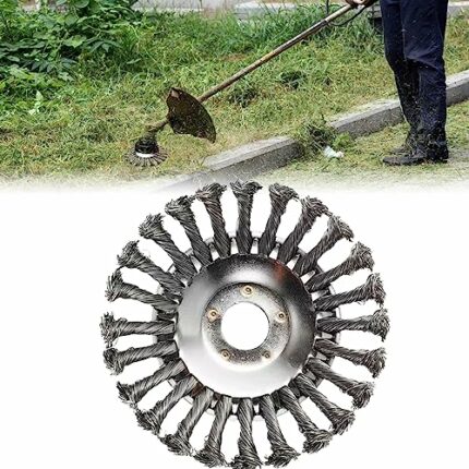 Strimmer Wire Brush Head 250 * 24.5mm, Grass Trimmer Cutter Head with Solid Steel Wheel, Metal Lawn Mower Weeding Tray for Brush Cutter Attachmen