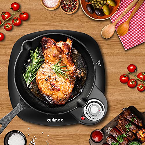 Cusimax CMIP-B112 Portable Hot Plate, Hot Plates for Cooking, Single Ceramic Hob, Black Stainless Steel, 1200W Electric Single Burner, Infrared C