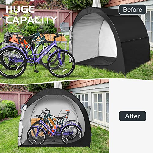 H&ZT Oversized Bike Storage Tent - 63" Depth Storage for Over 4 Bikes Waterproof Anti-uv Outdoor Bicycle Cover, Lawn Mower Garden Tools Shed, Bac