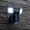 Auraglow Twin LED PIR Sensor Battery Powered Outdoor Flood Security Light Motion Detection Lamp - Volta