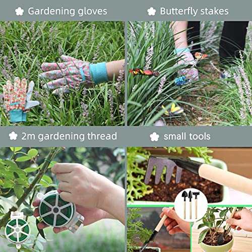 Gardening Tools Set,12 Piece Floral Garden Hand Tool Gift Kits Gardening Gifts for Women & Men, with Pruning Shears & X-Large Handle Storage Tote