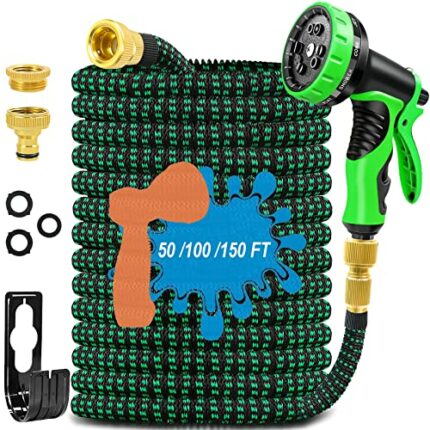 Garden Hose Expandable Garden Pipes-150FT Flexible Garden Hose Reels Including 10 Function Spray Gun Nozzle and Solid Brass Fittings,Magic Hosepi