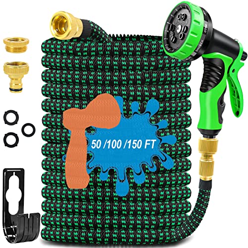 Garden Hose Expandable Garden Pipes-150FT Flexible Garden Hose Reels Including 10 Function Spray Gun Nozzle and Solid Brass Fittings,Magic Hosepi