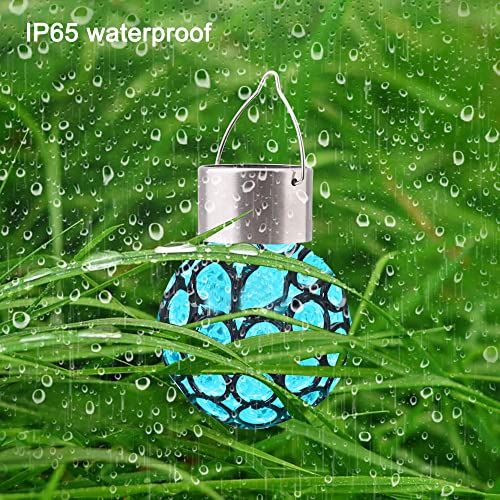 4 Pack Hanging Solar Lights Outdoor, Decorative Ball Lights Waterproof Solar Lanterns with Handle for Garden, Walkway, Tree, or Holiday Decoratio