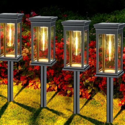 SOLARBABY Solar Pathway Lights Outdoor, 6 Pack Bright Solar Lights Outdoor Waterproof,Pathway Lights Soalr Powered Landscape Lighting for Yard Ga