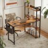 SiliBamb 47 Inch Computer Desk for Home Office, Small L Shaped Desk with Shelves, Corner Desk with Storage, Home Office Desks, Writing Study Desk