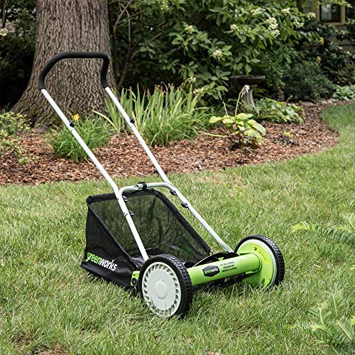 GreenWorks 25052 16-Inch Reel Lawn Mower with Grass Catcher