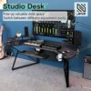 JWX Keyboard Tray Under Desk Slide Out, Large Under Desk Mounted Keyboard Drawer Adjustable Height with Mouse pad & Soft-Touch wristpad for Stand