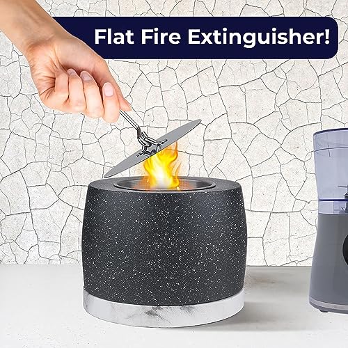 Idyfodol Tabletop Fire Pit Bowl for Indoor Outdoor - Portable Concrete Tabletop Fireplace with Ceramic Base for Garden Balcony Living Room Dining