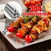 YOYIAG Stainless Steel Skewer Stand: 15 Pin Rotisserie Steamer Multi Pin Grill, Accessories Grill, Skewer Stand with Air Fryer Silicone Pot, with