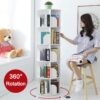 foriy 5 Tier Rotating Bookshelf High-Density Bookcase Modern 360° Tall Book Shelf Storage Display Rack Floor Standing Shelves with Baffle for Hom