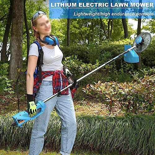 ELzEy Cordless String Trimmer Household Portable Electric Lawn Mower Multifunctional Garden Trimmer 48V/6Ah 12Ah 20Ah Cordless Weeder 800W Motor