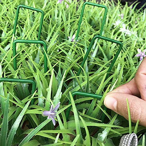 Half Green Artificial Grass Pegs - Turf Pin Strong Pegs, U Shaped 150x25x3mm Turf Pin Strong Artificial Grass Lawn Garden Pegs to pin fake grass,