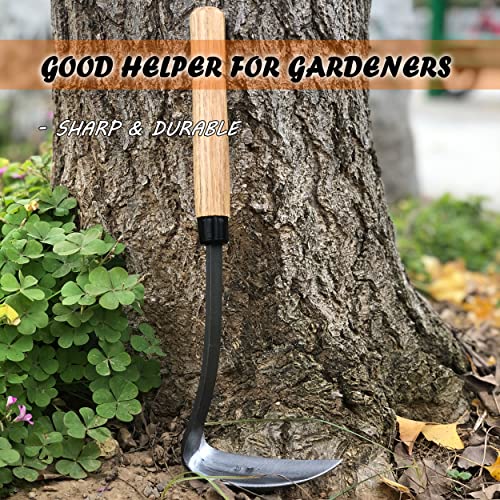 SHANFEEK Japanese Weeding Hoe Gardening Tools 33CM Weed Remover Tool High-Carbon Steel One-Piece Molding With Hard Solid Wood Handle