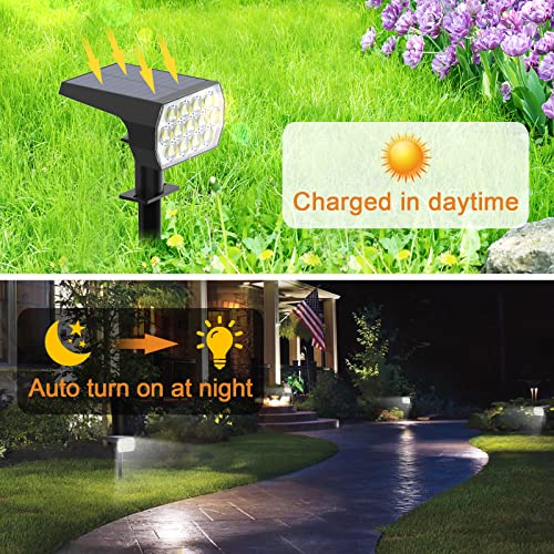 Flaow Solar Garden Lights, 52 LED Solar Spot Lights Outdoor, 6500K Cool White Solar Powered Garden Lights Waterproof, Dusk-to-Dawn, Solar Landsca