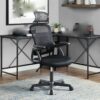 ZCMEB Mainstays Ergonomic Office Chair With Adjustable Headrest, Black Fabric, 275lb Capacity