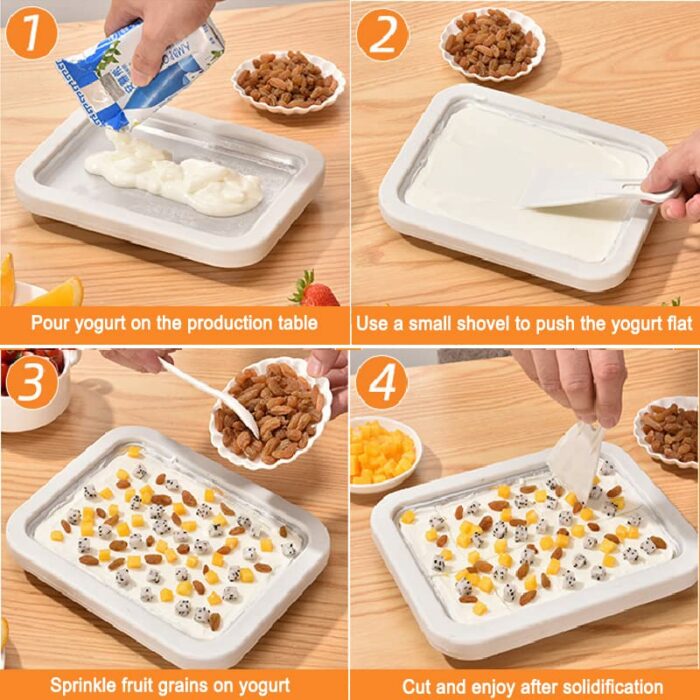 YOPOTIKA Ice Cream Rolle Maker Pan Instant DIY Ice Cream Roller Plate with 2 Spatulas for Making Frozen Yogurt Softserve Instant Cold Plate at Ho