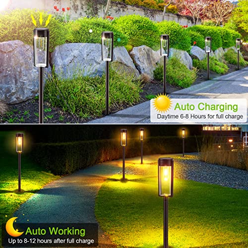 LETMY Solar Lights Outdoor Garden, 4 Pack Garden Lights Solar Powered with Warm White Tungsten Filament Lights, Waterproof Auto On/Off Garden Orn