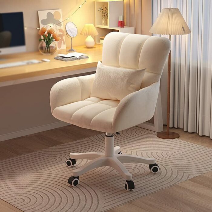 LUKEO Ropin Pink Makeup Chair Wheels Desk and Chair Personal Armchair Dormitory Home Apartment Furniture