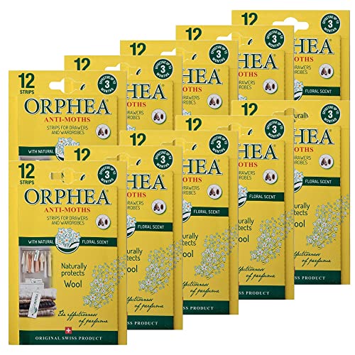 Orphea Anti Moth Strips - Floral Scented Moth Repellent for Wardrobes Drawers Shelves - Wardrobe Fresheners for Wool - Moth Paper Strips for Clot
