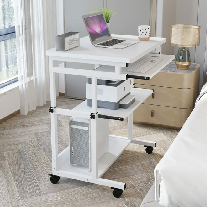 LEIGE Removable Bedside Computer Desk Place The Printer Table Lazy Lifter Office Small Computer Desk (Color : Argento, Size : 60 * 48CM)